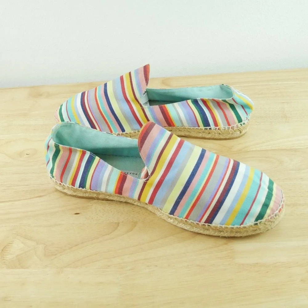 Stubbs & Wootton Mens Multi Color Striped Canvas Espadrilles Loafers 12 46
